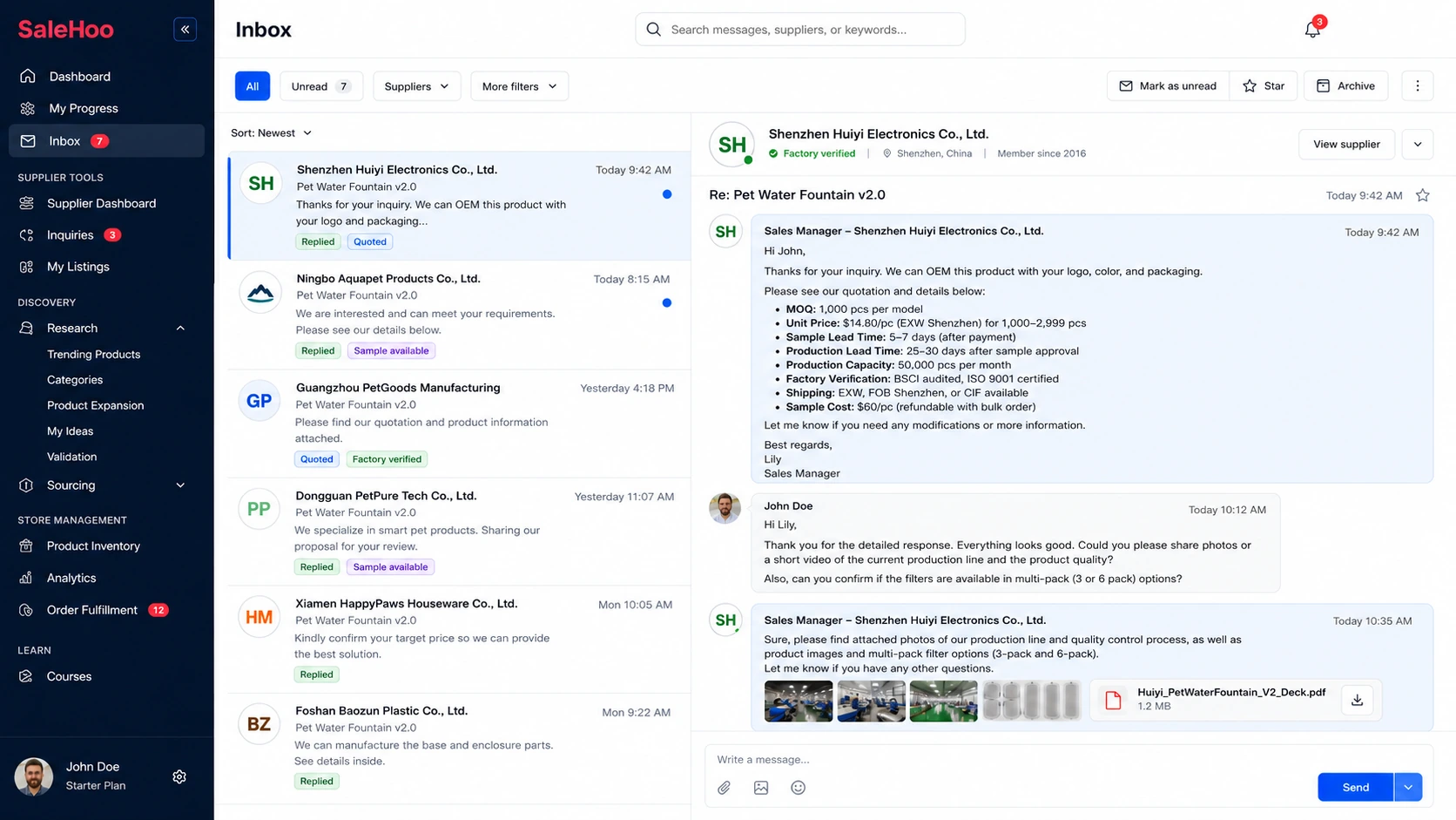 SaleHoo's Inbox 